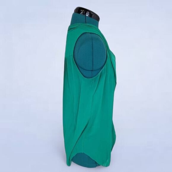 Aritzia Babaton Green Silk Ruffled Blouse - Size Small - Picture 2 of 8